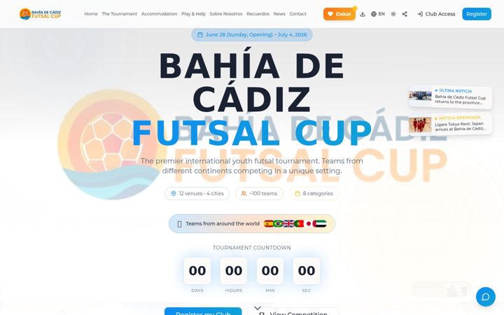 Screenshot of bahiadecadizfutsalcup.es
