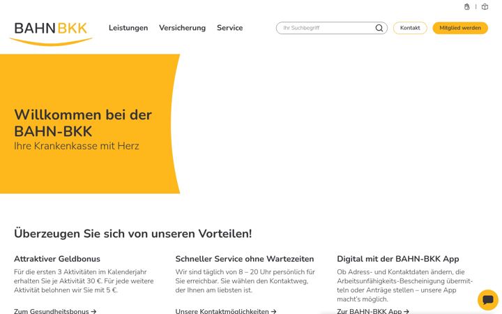 Screenshot of bahn-bkk.de