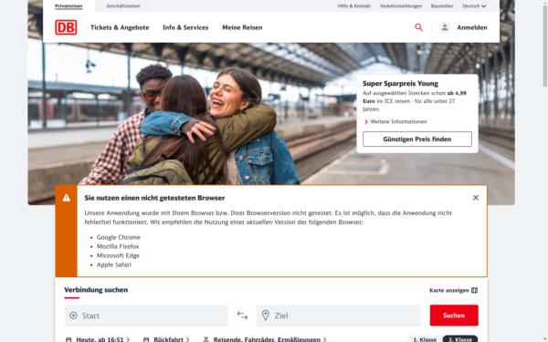 Screenshot of bahn.de