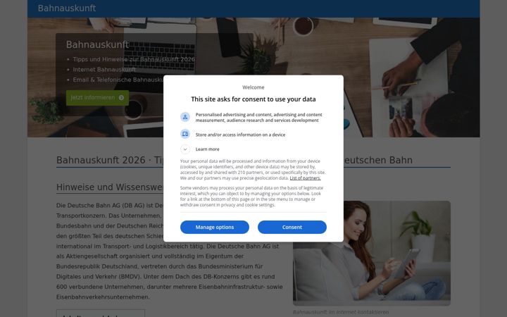 Screenshot of bahnauskunft.biz