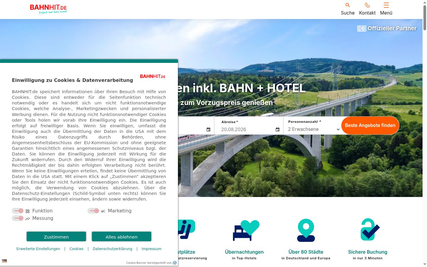 Capture d'écran de la bannière de consentement affichée avant toute interaction