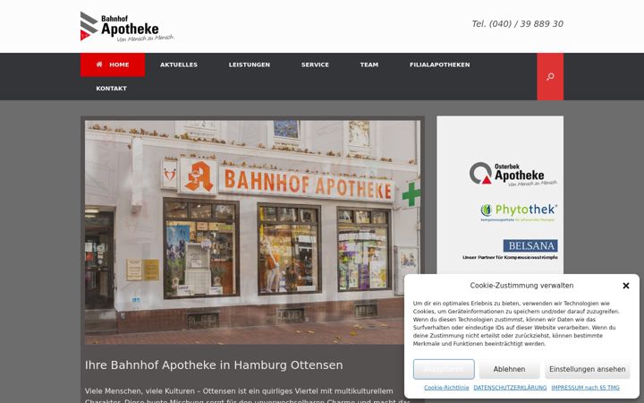 Captura de pantalla de bahnhof-apotheke-altona.de
