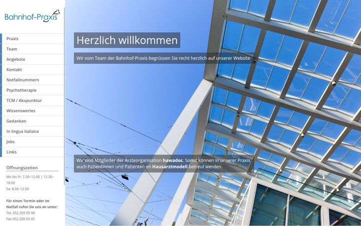 Skærmbillede af bahnhof-praxis.ch