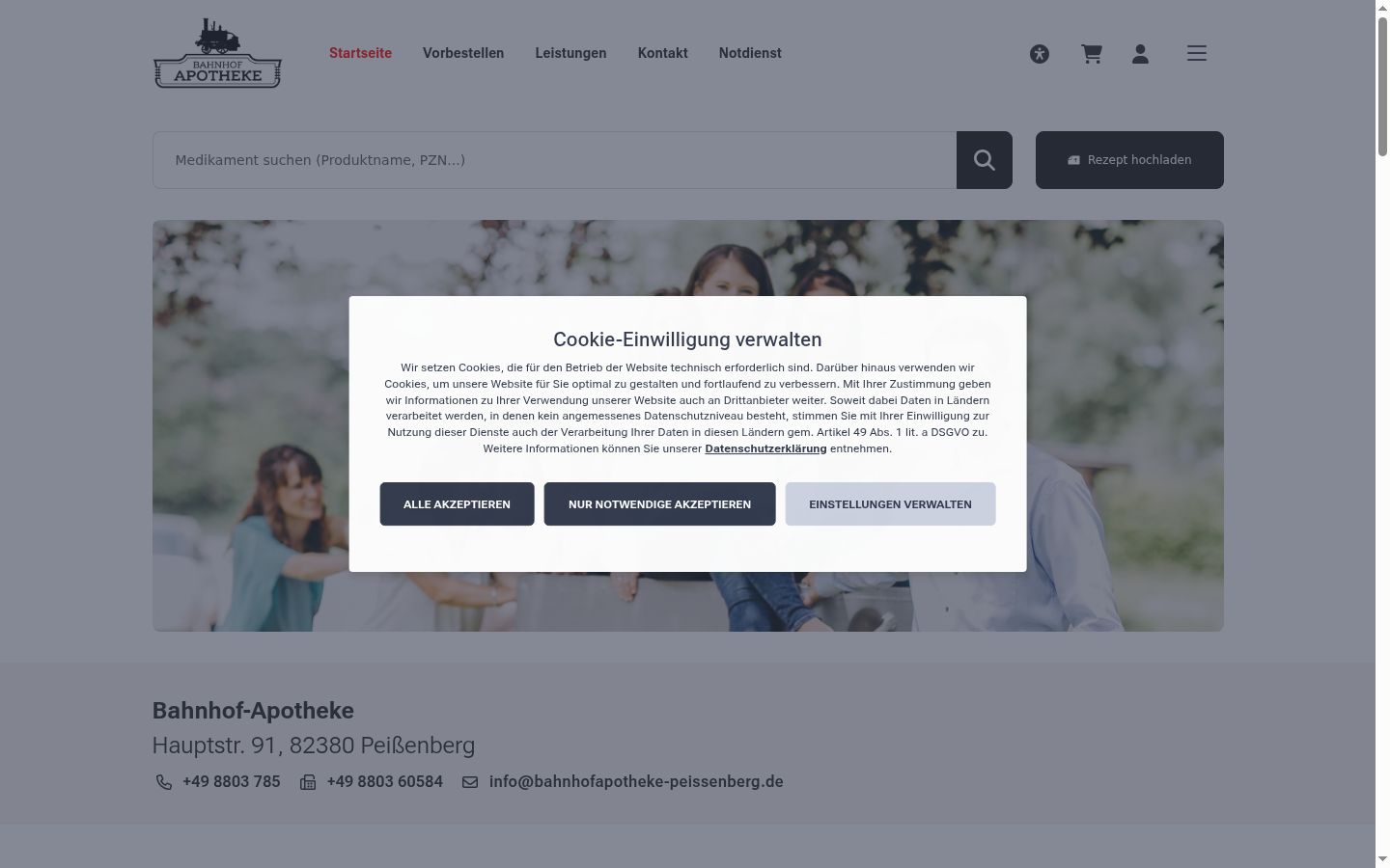 Capture d'écran de la bannière de consentement affichée avant toute interaction