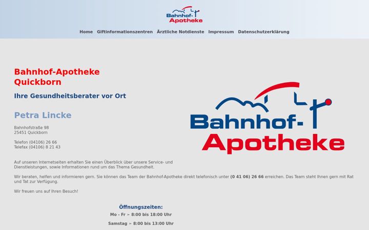 Screenshot of bahnhofapotheke-quickborn.de