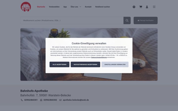 Screenshot of bahnhofs-apotheke-warstein.de