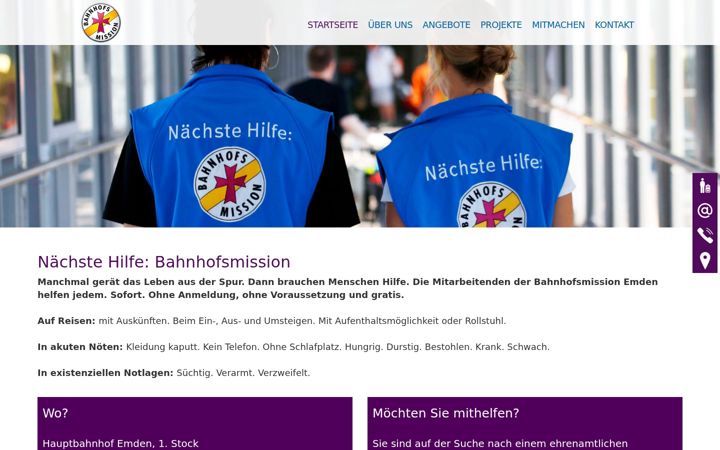 Ekraanipilt saidist bahnhofsmission-emden.de