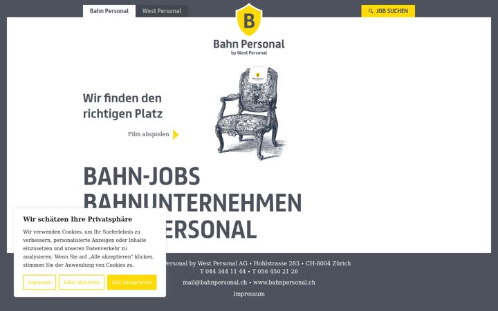Screenshot stránky bahnpersonal.ch