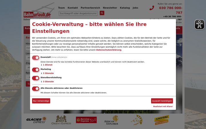 Ekrano kopija bahnurlaub.de