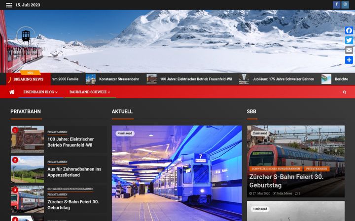 Screenshot of bahnweb.ch