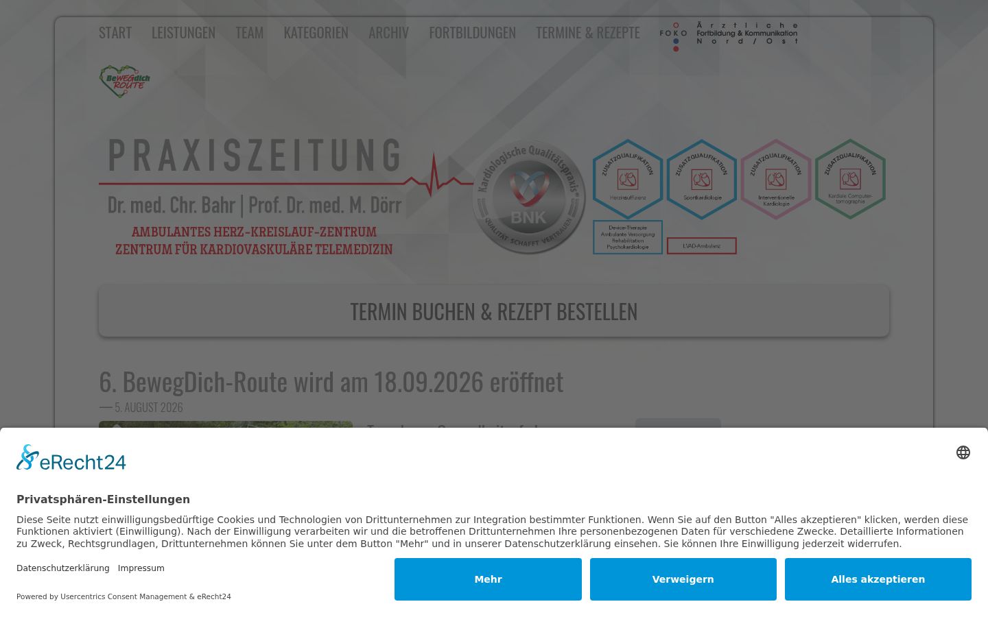 Screenshot des Einwilligungsbanners vor jeglicher Interaktion