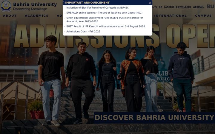 Screenshot of bahria.edu.pk