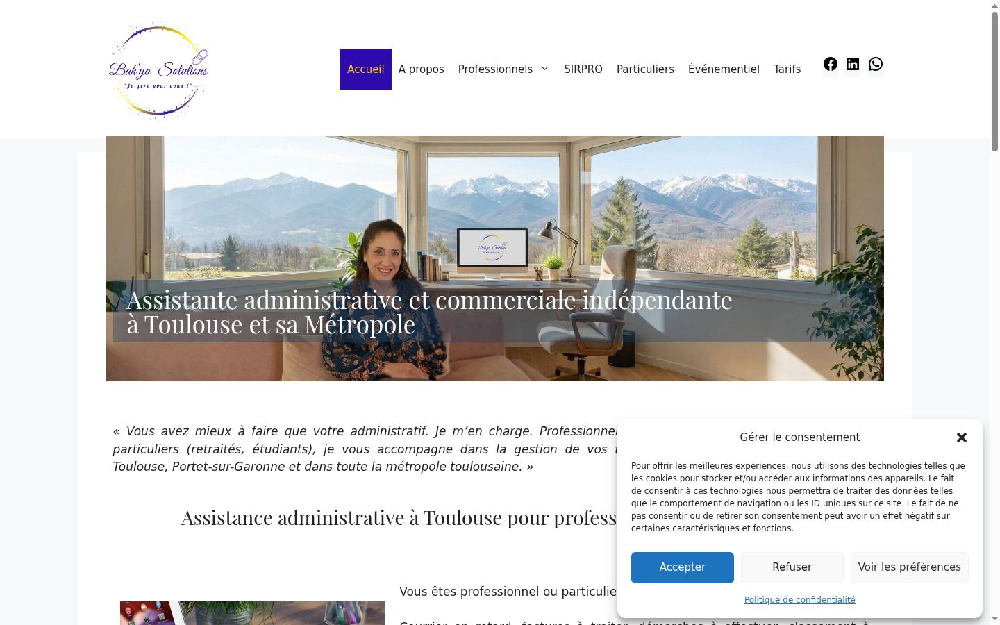 Captura de ecrã do banner de consentimento apresentado antes de qualquer interação