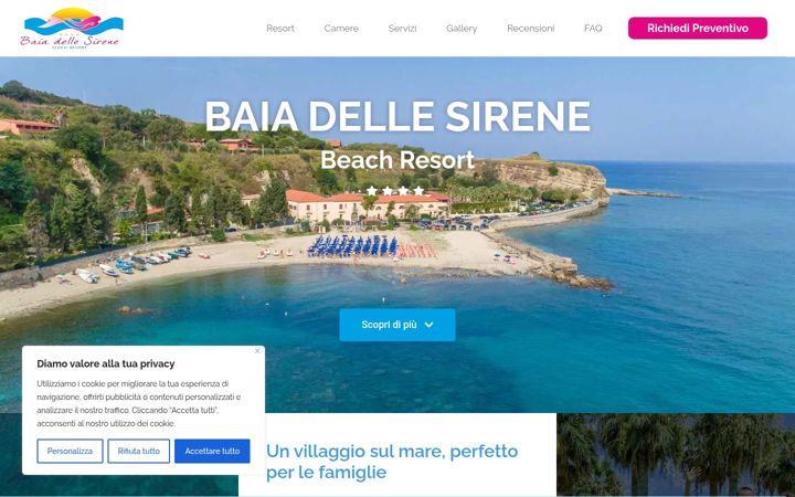 Screenshot van baiadellesirenebeachresort.it