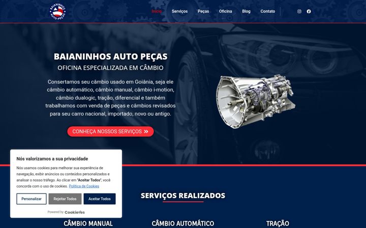 Screenshot of baianinhosautopecas.com.br