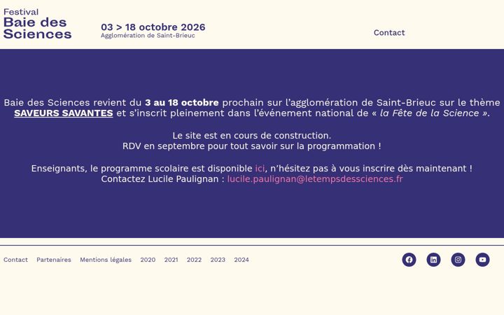 Screenshot of baiedessciences.fr
