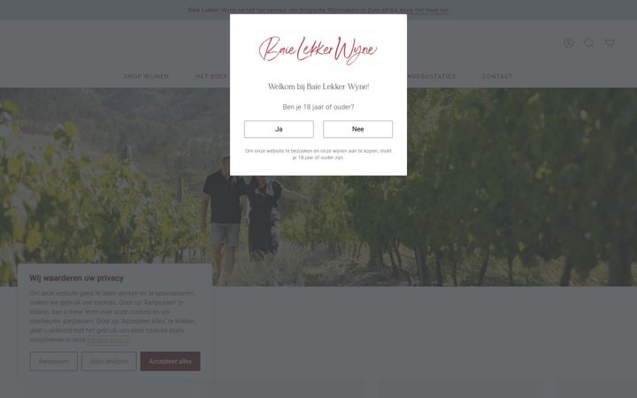 Screenshot of baielekkerwyne.com