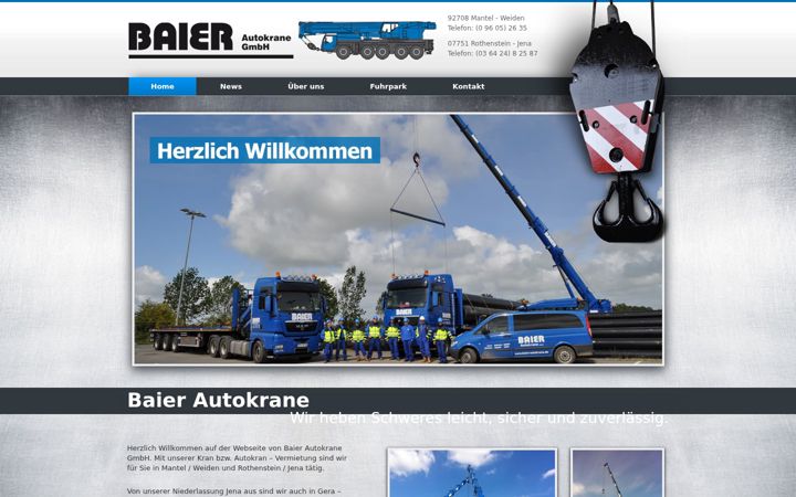 Skjámynd af baier-autokrane.de