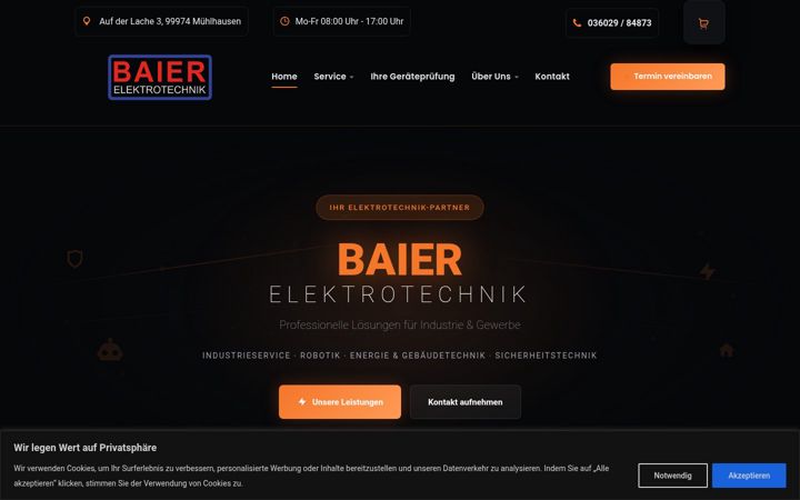 Skjermbilde av baier-elektrotechnik.de
