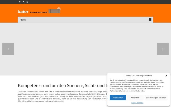 Skjermbilde av baier-sonnenschutz.de