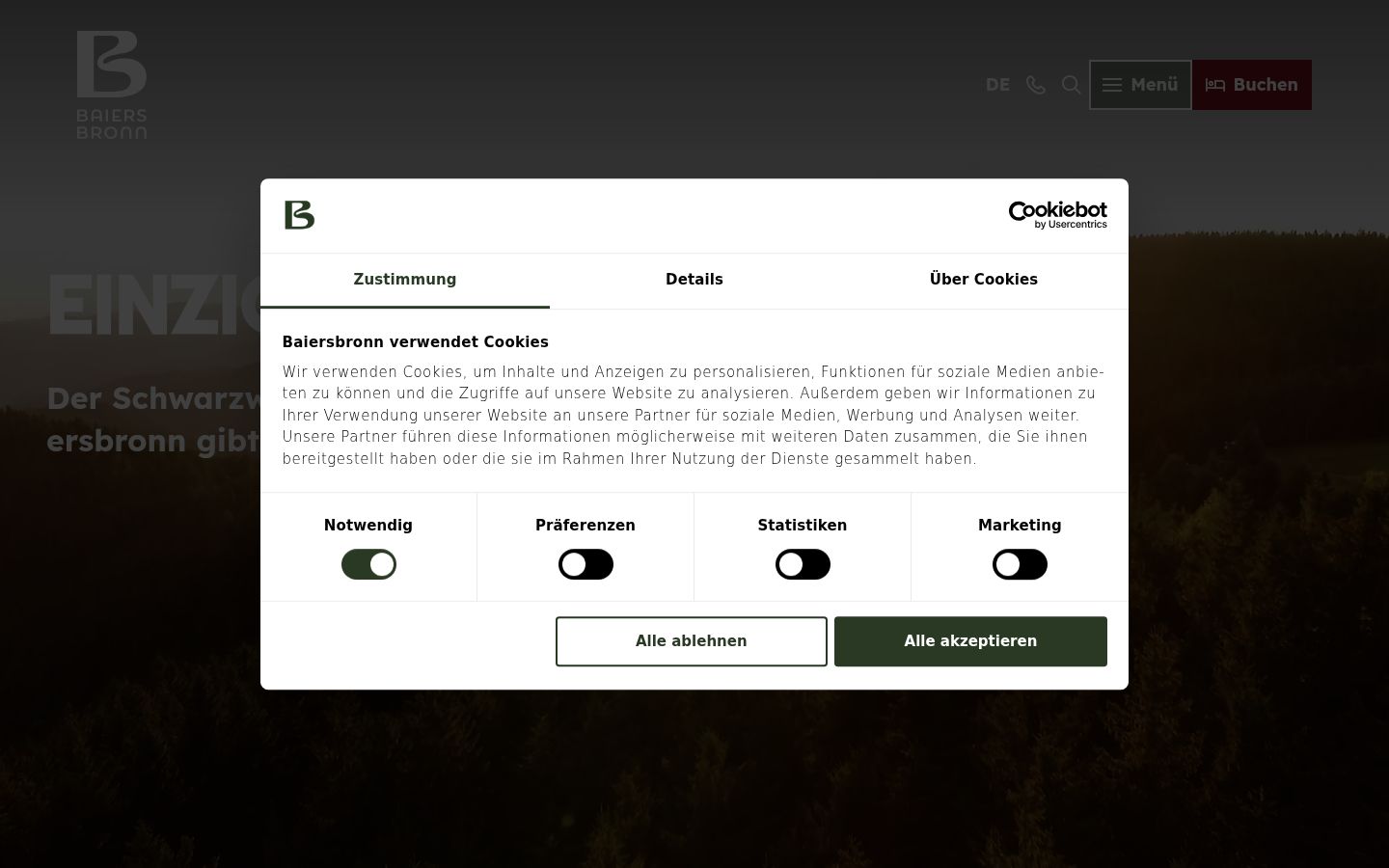 Skjermbilde av samtykkebanneret slik det vises før noen interaksjon