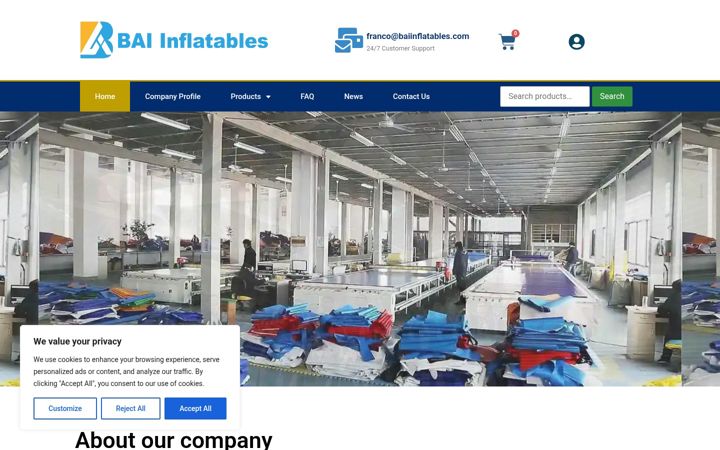 Screenshot of baiinflatables.com