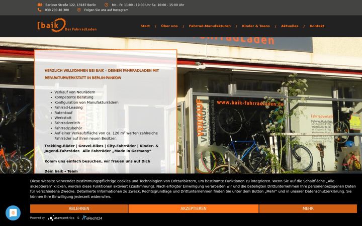 Skjermbilde av baik-fahrradladen.de