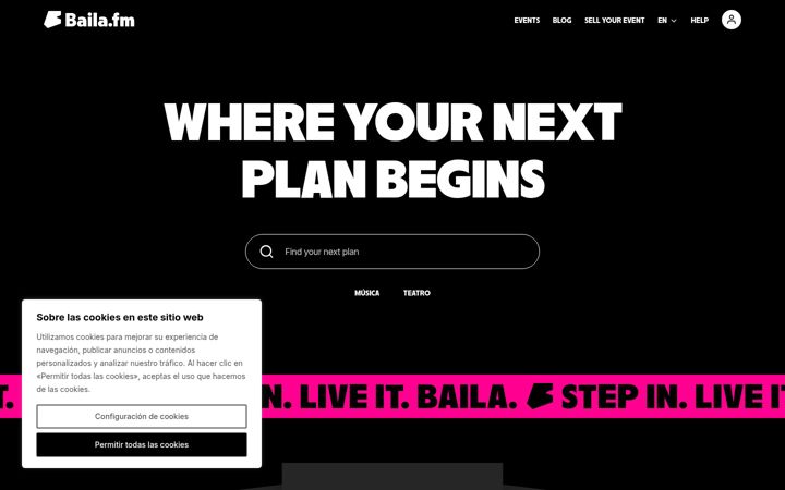 Screenshot of baila.fm