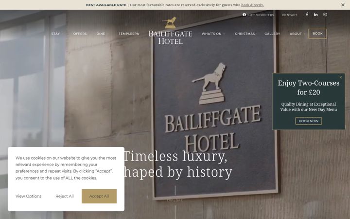 Screenshot of bailiffgatehotel.com