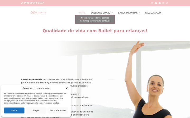 Screenshot of baillarineballet.com.br