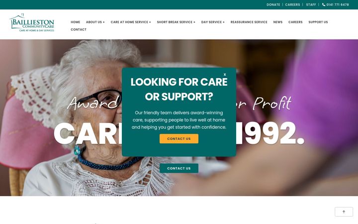 Screenshot of bailliestoncommunitycare.co.uk