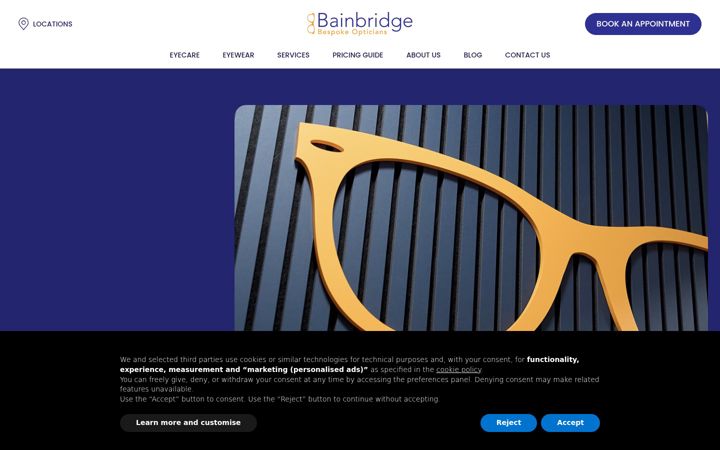Screenshot ta' bainbridgebespokeopticians.co.uk