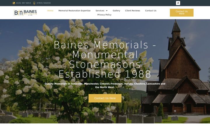 Screenshot of bainesmemorials.co.uk