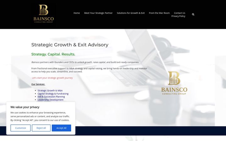 Screenshot of bainsco.ca