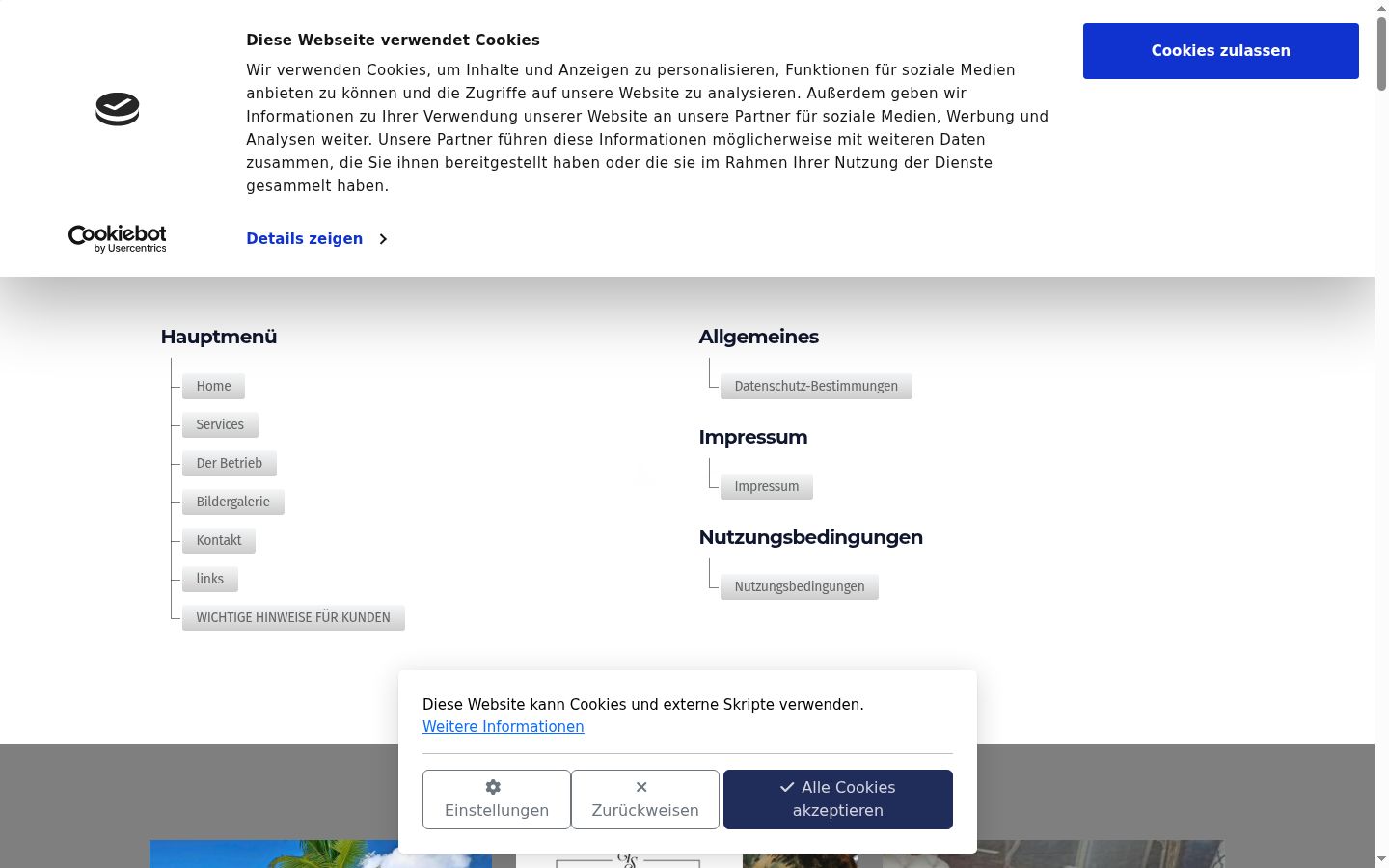 Screenshot del banner di consenso mostrato prima di qualsiasi interazione