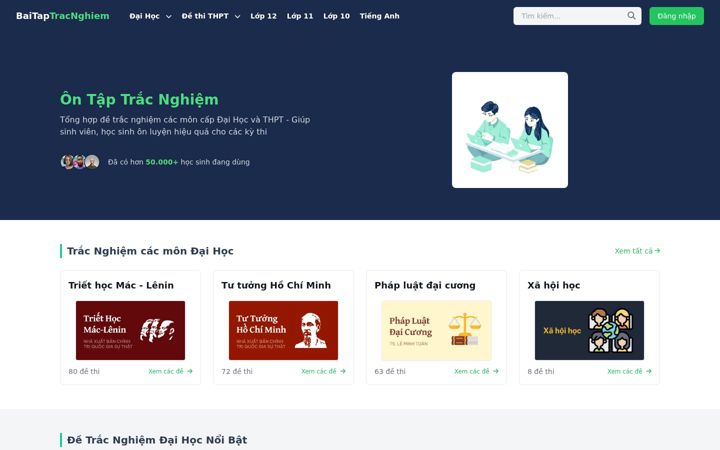 Screenshot of baitaptracnghiem.com