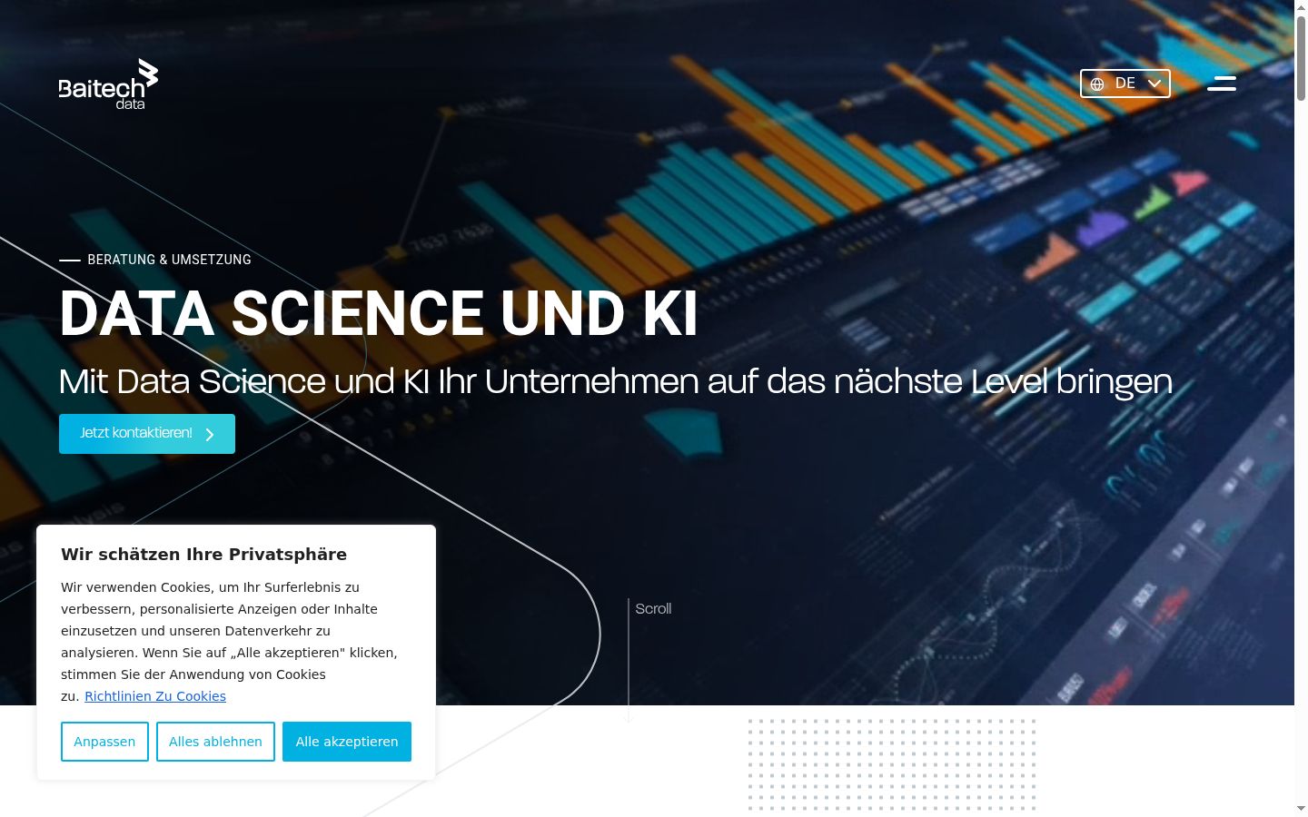 Screenshot of the consent banner shown before any interaction