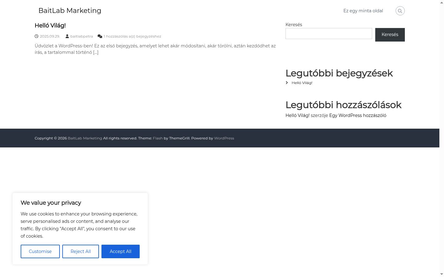 Screenshot of the consent banner shown before any interaction