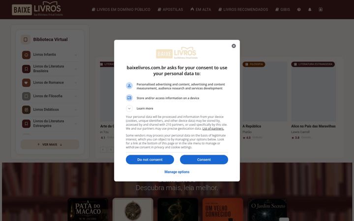 Screenshot of baixelivros.com.br