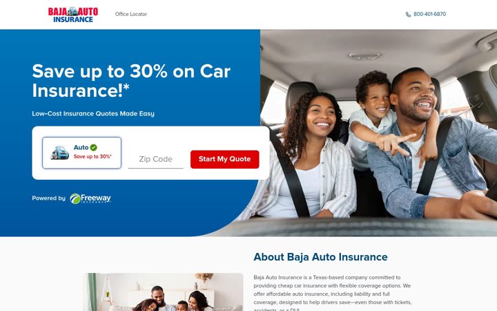 Screenshot of bajaautoinsurance.com