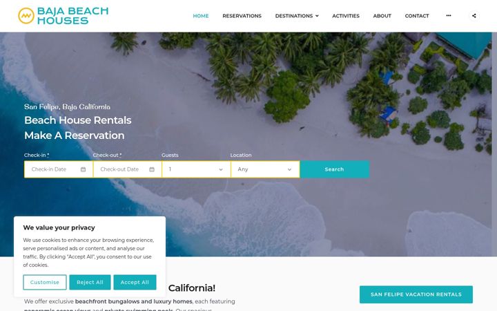 Screenshot of bajabeachhouses4rent.com