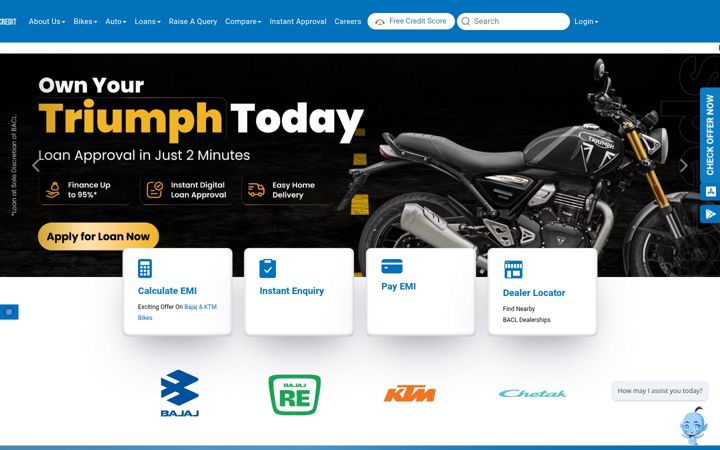 Screenshot di bajajautocredit.com