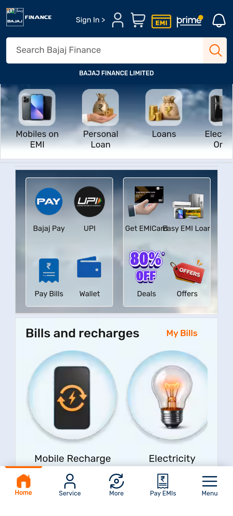 Mobile screenshot of bajajfinserv.in