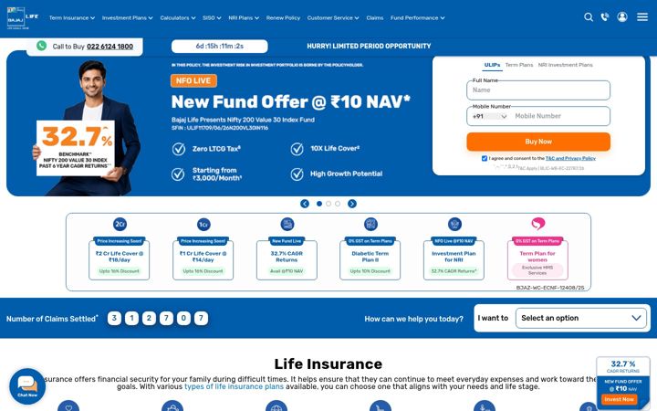 Screenshot of bajajlife.com