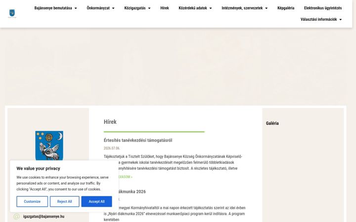 Screenshot of bajansenye.hu