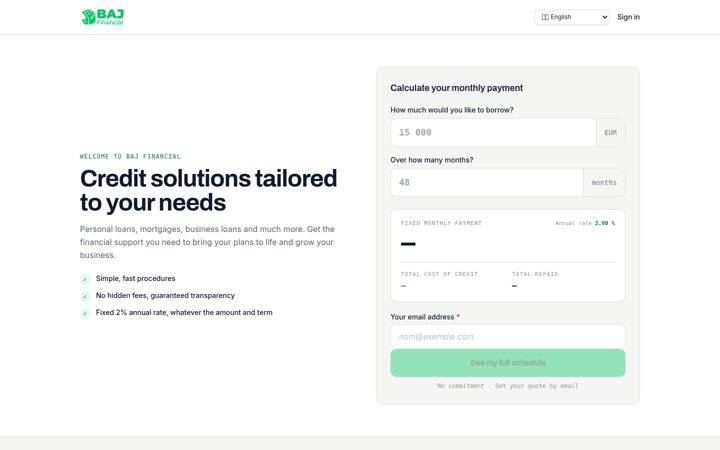 Screenshot of bajfinancial.com