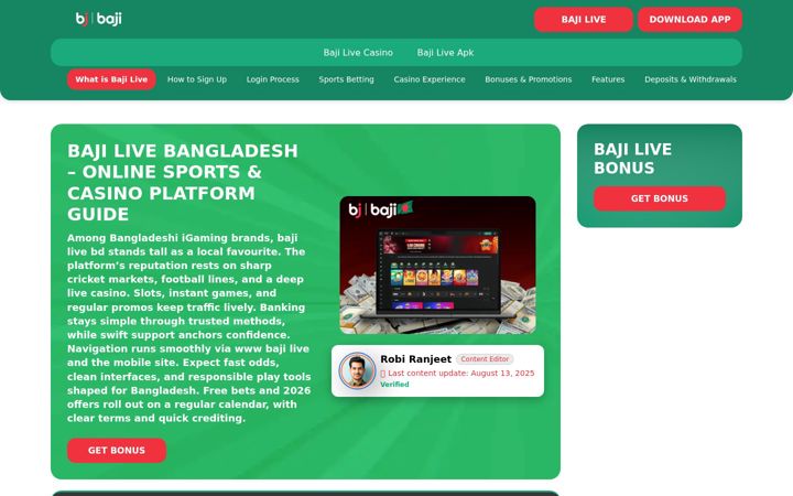 Screenshot of bajilives.com