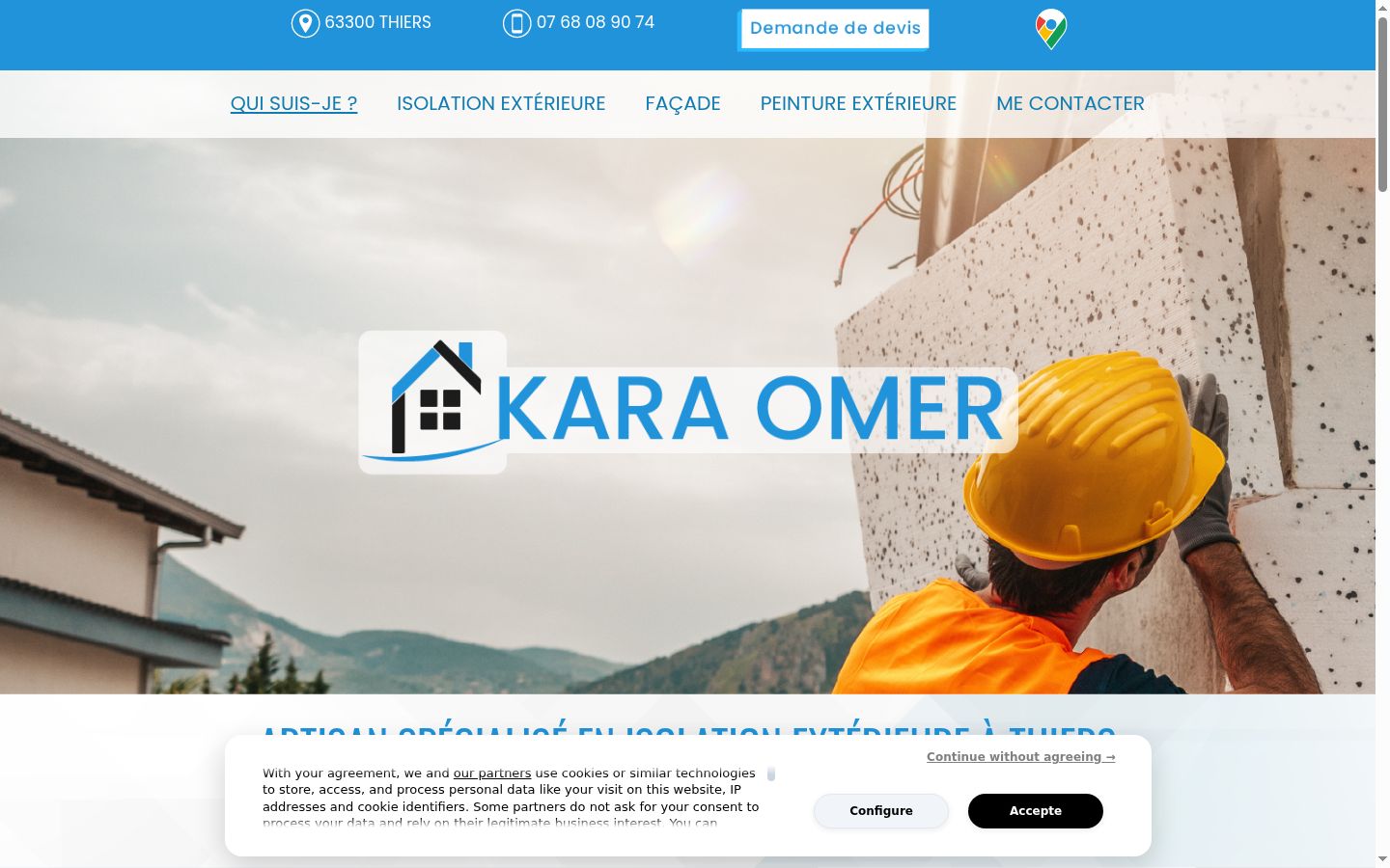 Screenshot del banner di consenso mostrato prima di qualsiasi interazione