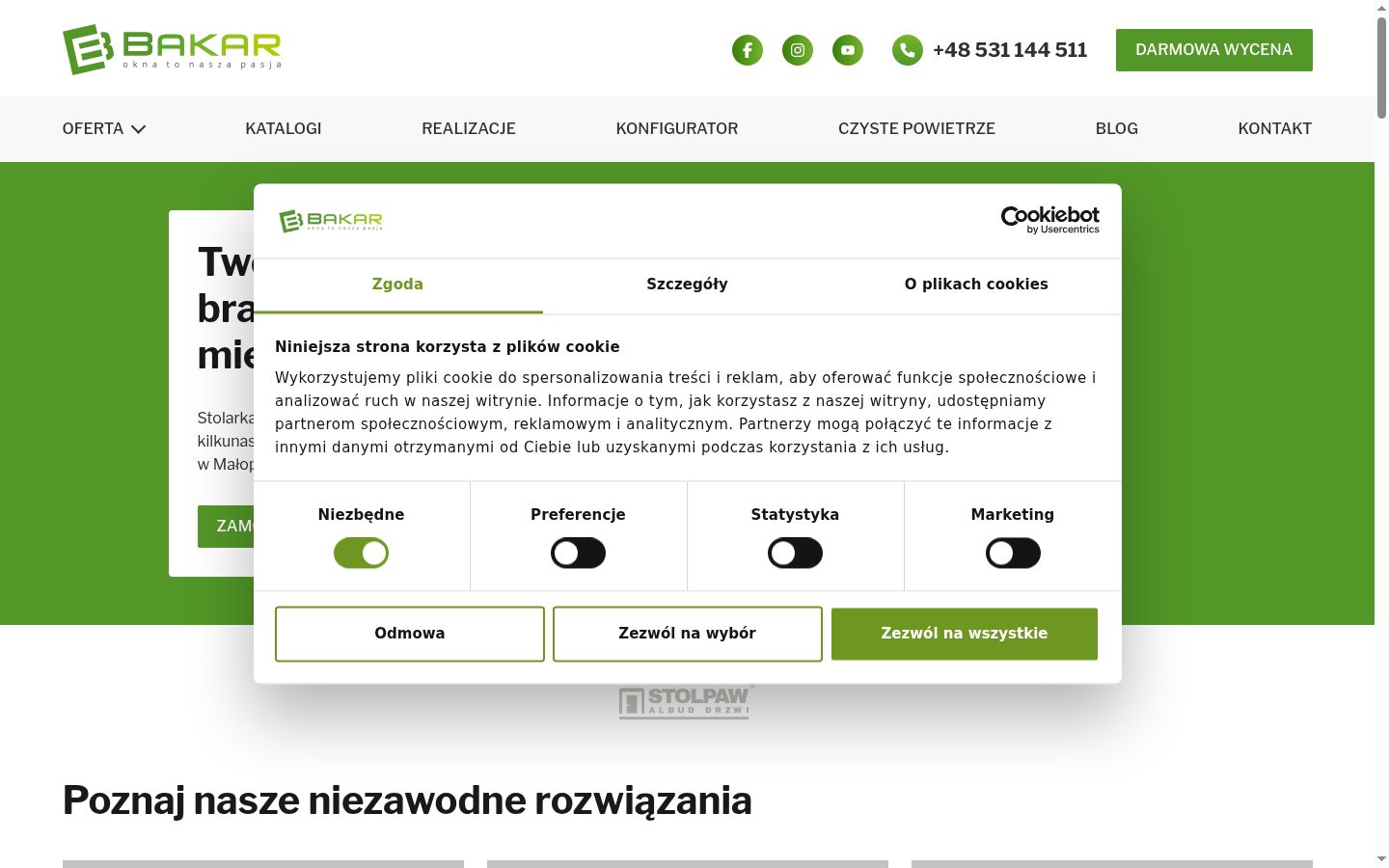 Snimka zaslona bannera za privolu prikazanog prije bilo kakve interakcije