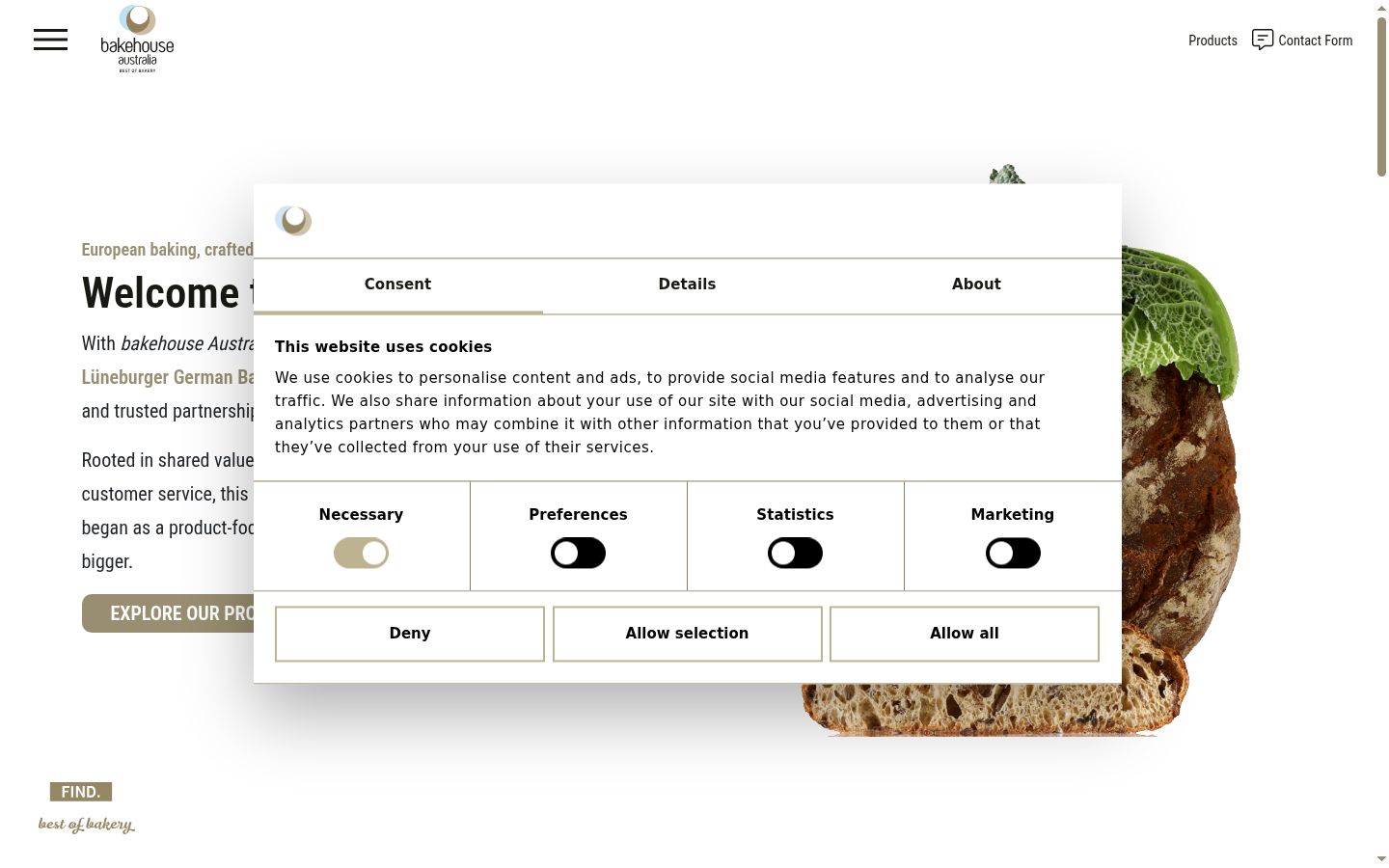 Screenshot of the consent banner shown before any interaction
